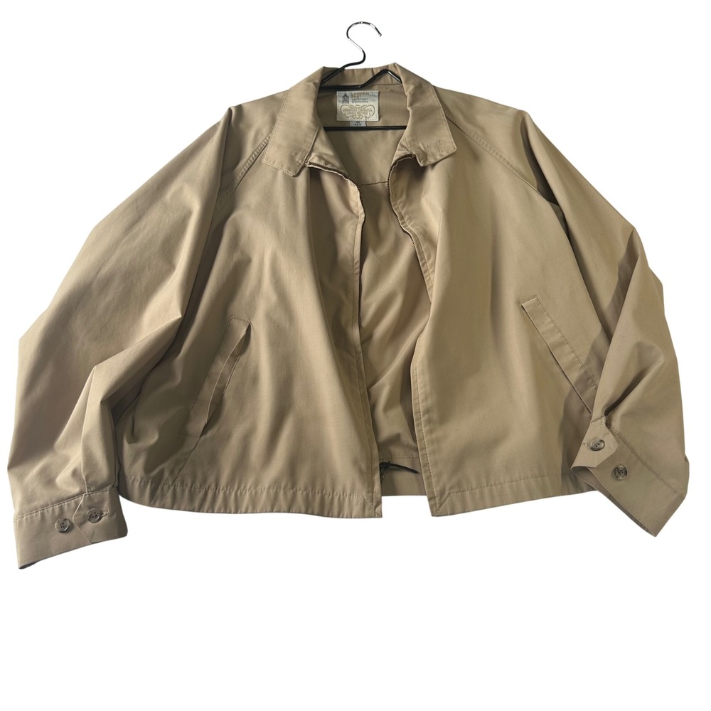 London Fog VTG Tan Harrington Jacket Mens 46 Reg Beige Zip Windbreaker Reeves